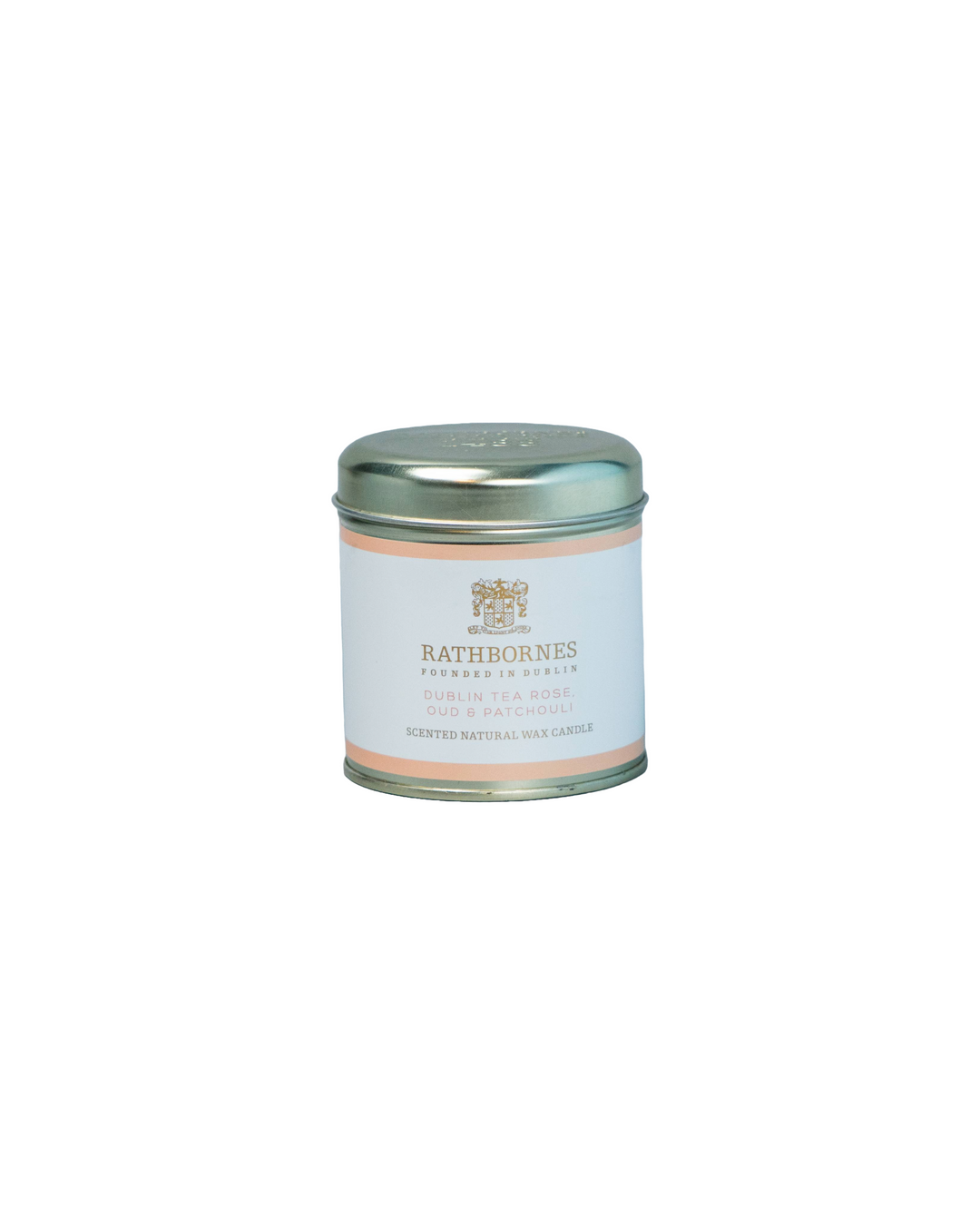 Dublin Tea Rose, Oud & Patchouli Scented Natural Wax Tin Candle