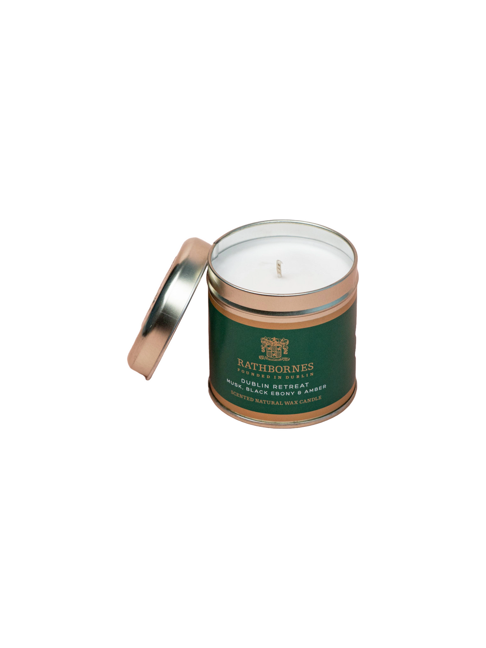 Dublin Retreat Scented Natural Wax Candle Tin (Musk, Black Ebony & Amber)