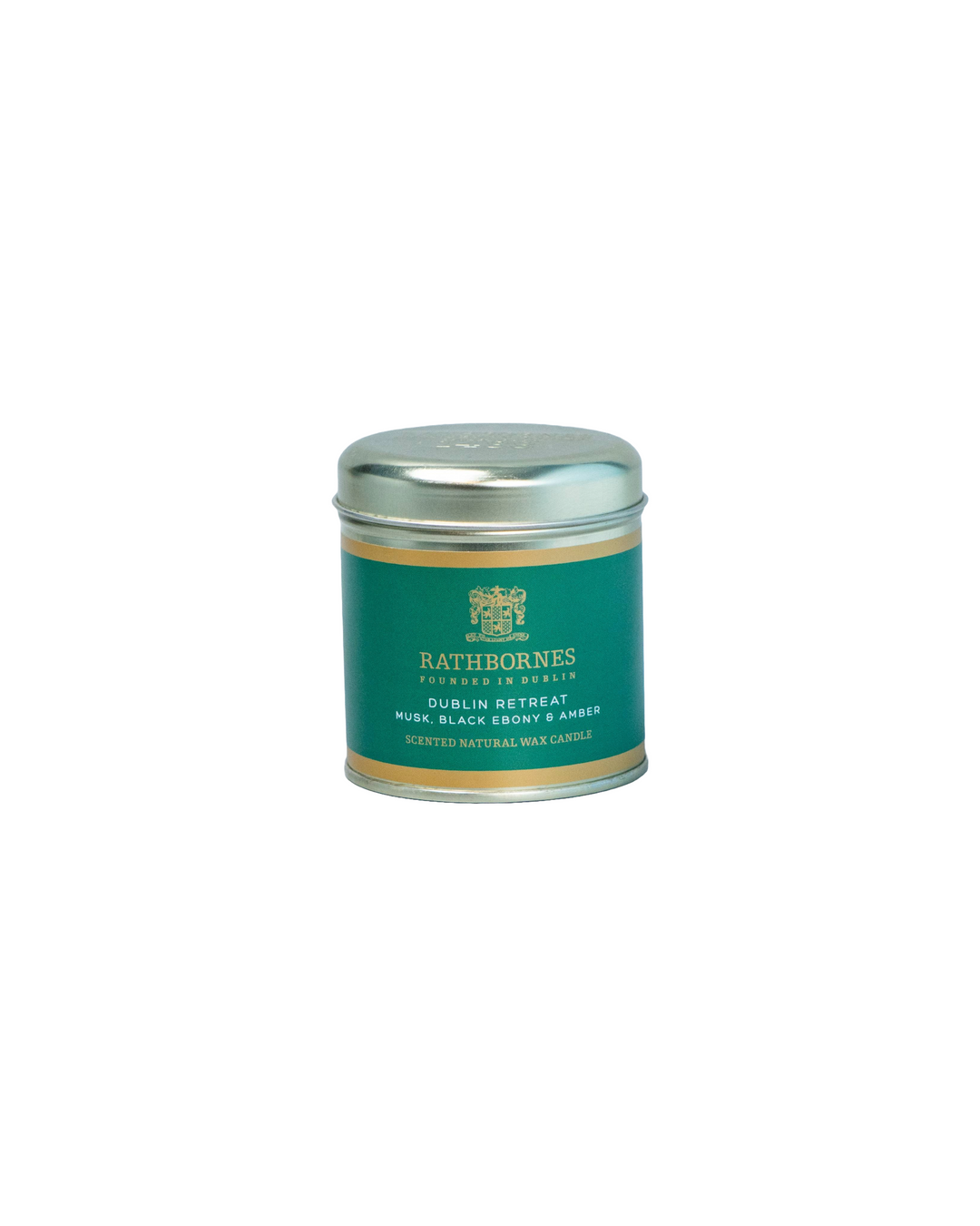 Dublin Retreat Scented Natural Wax Candle Tin (Musk, Black Ebony & Amber)